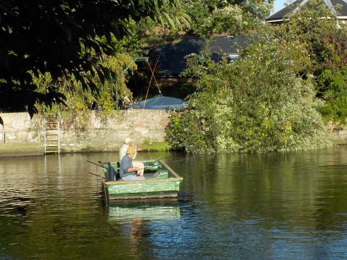 Sea Trout and Dace fishing from a punt on the Hampshire Avon Royalty